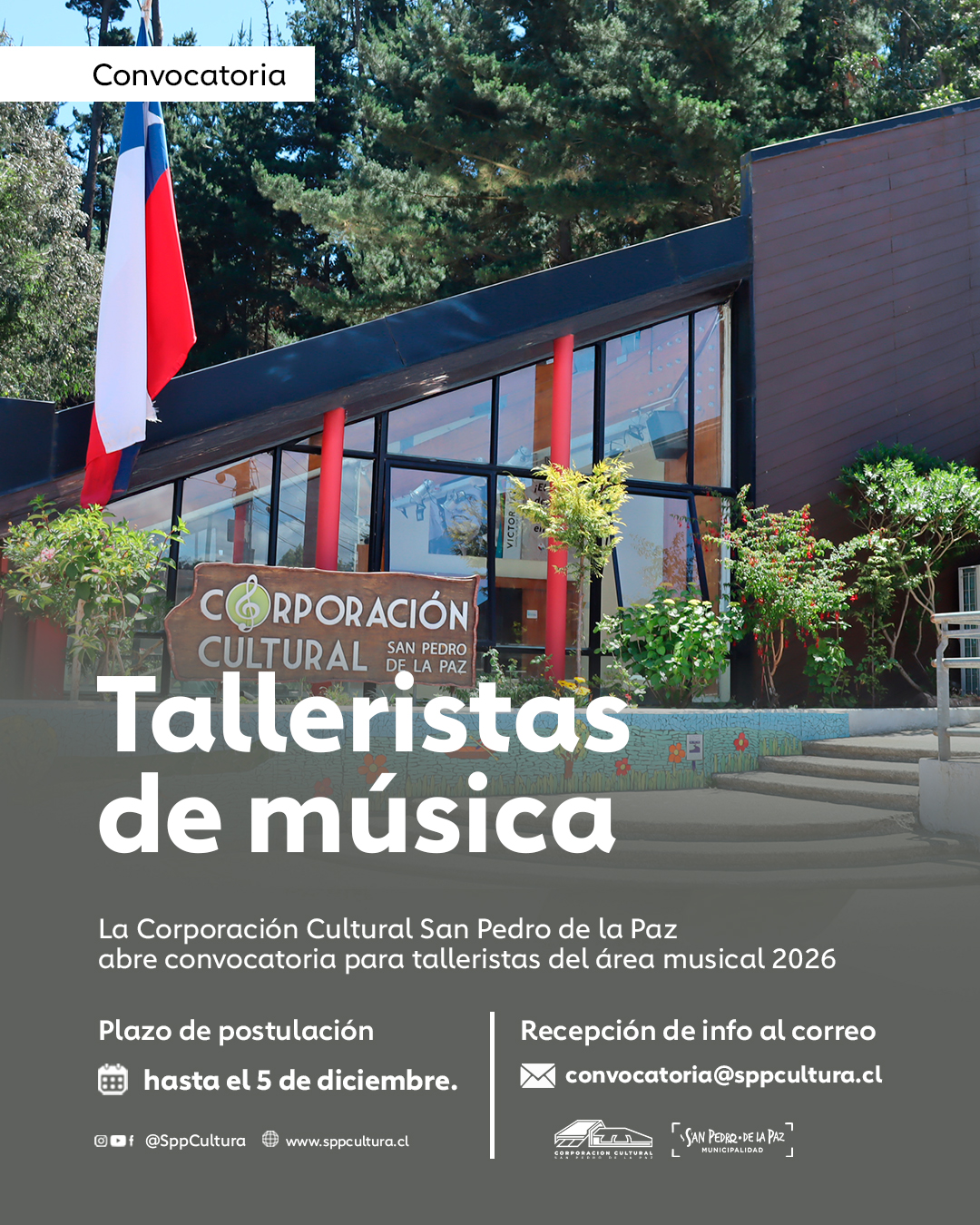 Corporación Cultural San Pedro de la Paz abre convocatoria para talleristas del Área Musical